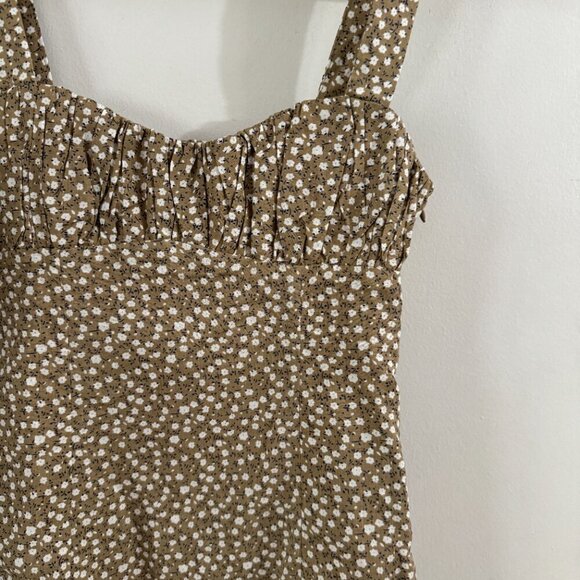 🦋 PRINCESS POLLY Freya Mini Dress Sand Floral Size 4 Beige - Picture 3 of 5